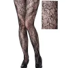 Adult Black Baroque Lace Pantyhose
