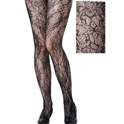 Adult Black Baroque Lace Pantyhose