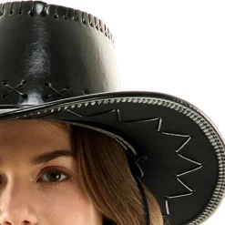 Adult Black Faux Leather Cowboy Hat