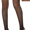 Adult Black Fishnet Thigh-High Stockings with Lace Top