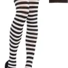Adult Black & White Striped Thigh-High Stockings