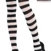 Adult Black & White Striped Tights