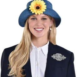 Adult Chambray Sunflower Blossom Bucket Hat - 90s