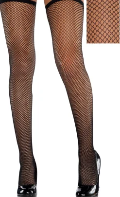 Adult Classic Black Fishnet Thigh-High Stockings