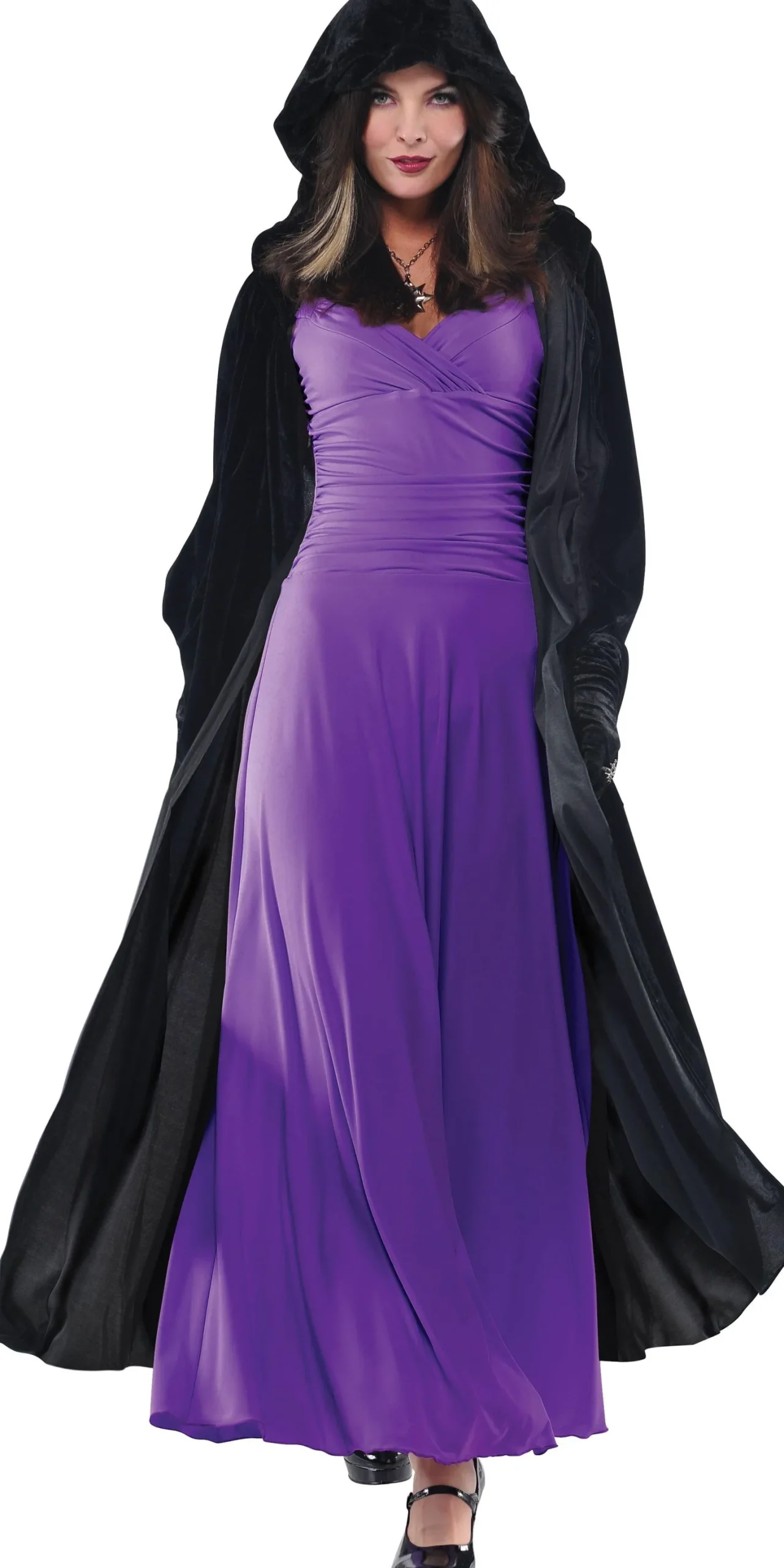 Adult Crushed Velvet Hooded Cloak Deluxe