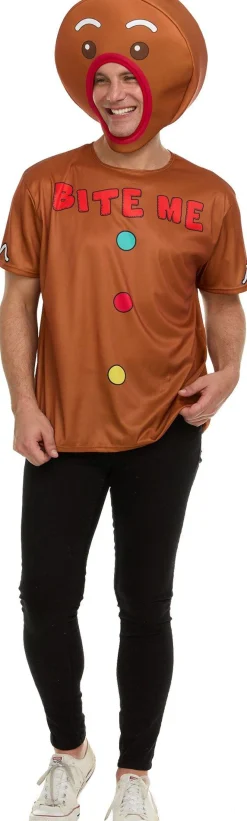 Adult Gingerbread Man T-shirt & Mask Costume Accessory Kit