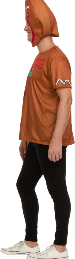 Adult Gingerbread Man T-shirt & Mask Costume Accessory Kit