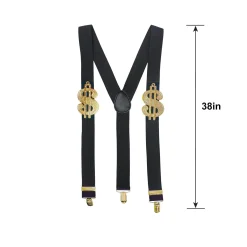 Adult Gold Dollar Sign Suspenders