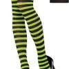 Adult Green & Black Striped Tights