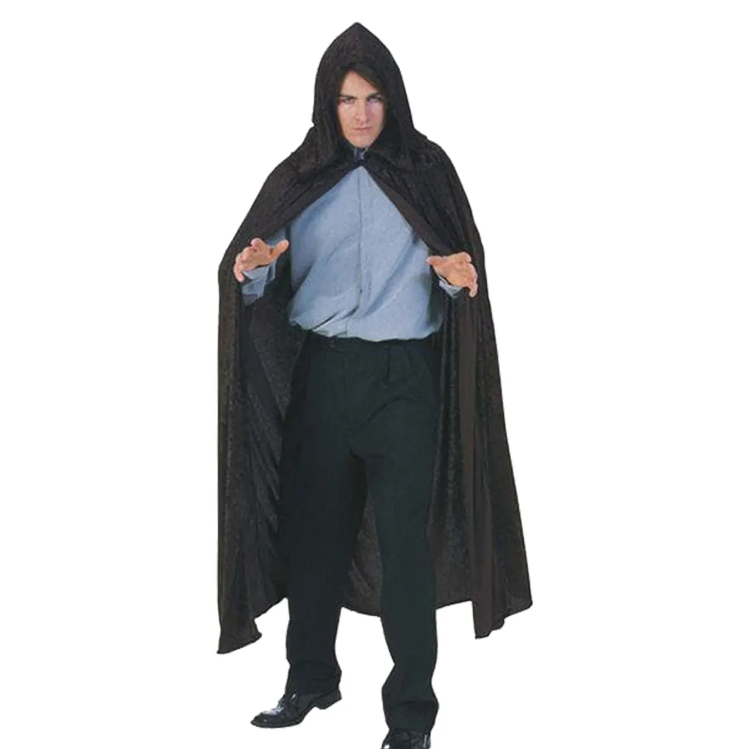 Adult Hooded Black Velvet Cape