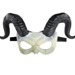 Adult Horned Ram Skull Plastic Half Mask
