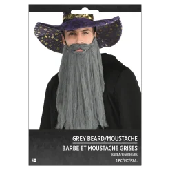 Adult 14-inch Gray Mustache and Beard