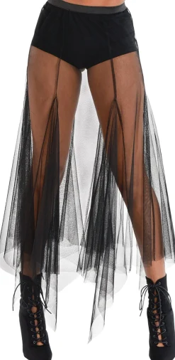 Adult Long Black Sheer Skirt