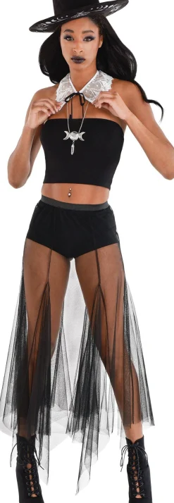 Adult Long Black Sheer Skirt