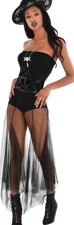 Adult Long Black Sheer Skirt