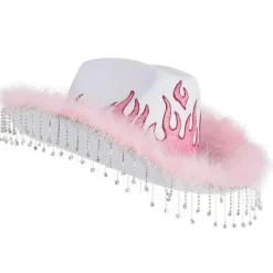Adult Pink Flame Fabric Cowboy Hat