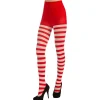 Adult Red and White Holiday Striped Tights
