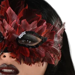 Adult Red & Black Ombre Feather Masquerade Mask