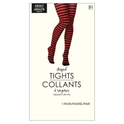 Adult Red & Black Striped Tights