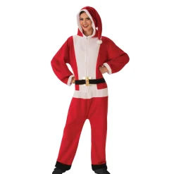 Adult Santa Claus Hooded Jumpsuit Costume