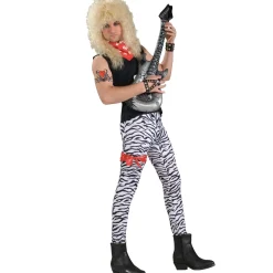 Adult 1980's White and Black Rock Star Zebra Pants