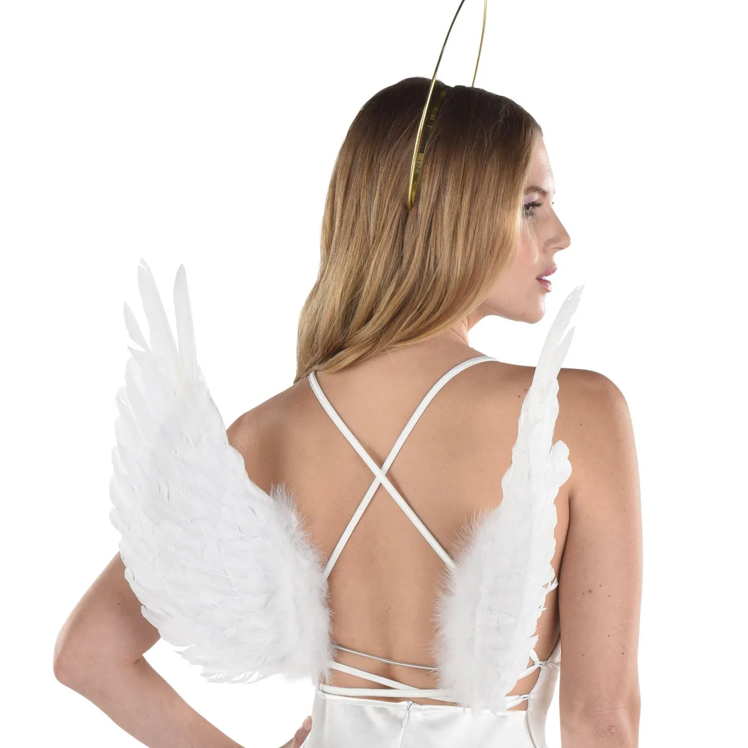 Adult White Feather Floating Angel Wings