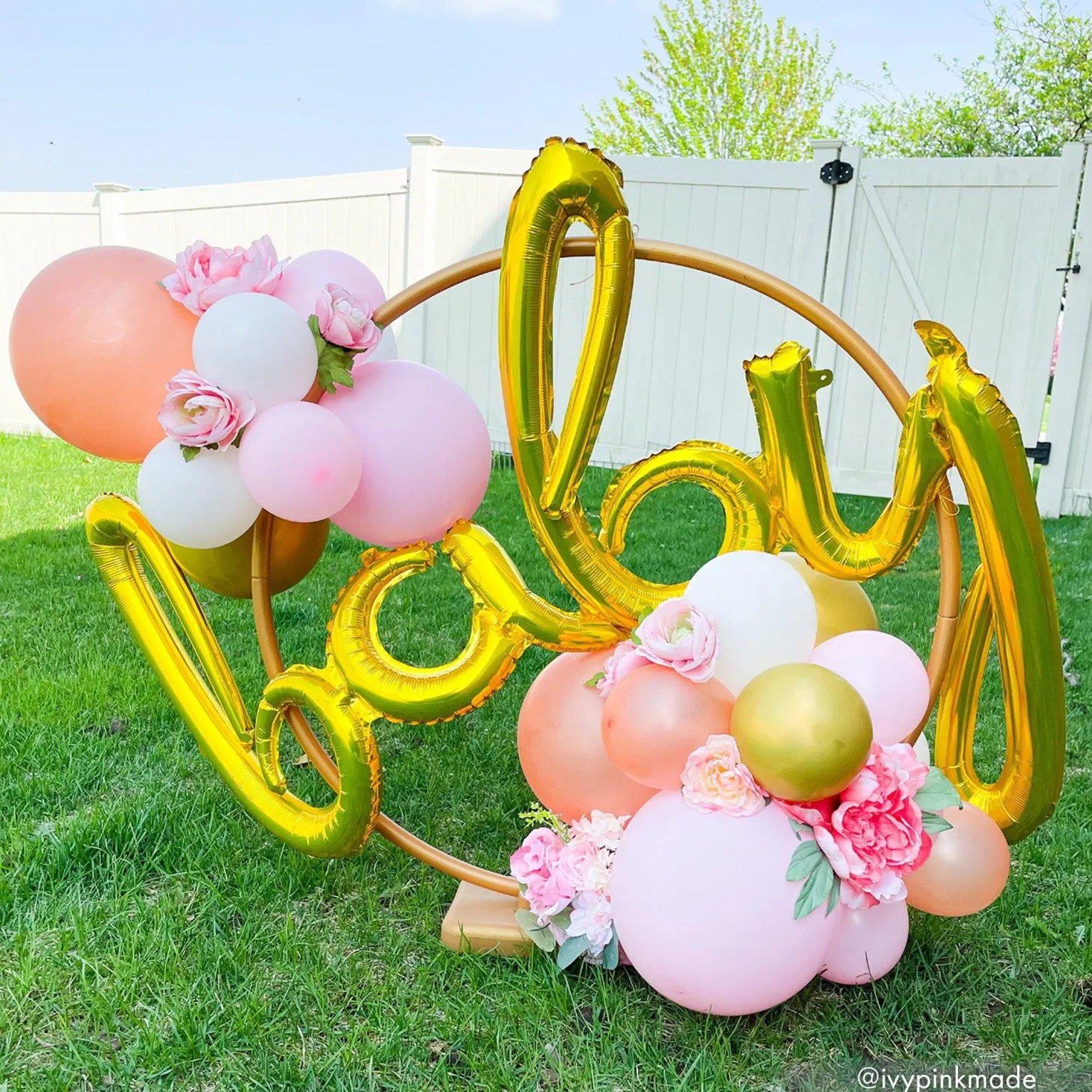 Air-Filled Baby Cursive Letter Balloon Banner, Assorted Colors