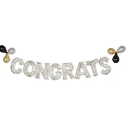 Air-Filled Congrats Gold Confetti Balloon Phrase Banner