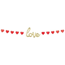 Air-Filled Gold Love Valentine's Day Letter Balloon Banner, 16ft