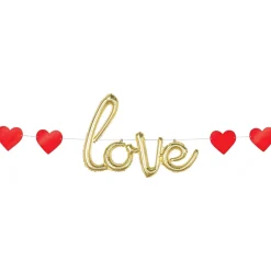 Air-Filled Gold Love Valentine's Day Letter Balloon Banner, 16ft