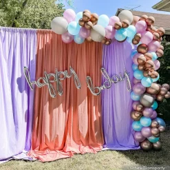 Air-Filled Happy B-Day Cursive Letter Balloon Banners, 2pc, Assorted Colors