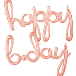 Air-Filled Happy B-Day Cursive Letter Balloon Banners, 2pc, Assorted Colors