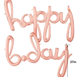 Air-Filled Happy B-Day Cursive Letter Balloon Banners, 2pc, Assorted Colors