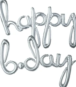 Air-Filled Happy B-Day Cursive Letter Balloon Banners, 2pc, Assorted Colors