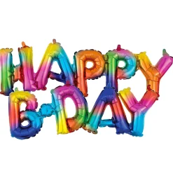 Air-Filled Happy B-Day Letter Balloon Banners, 2pc, Assorted Colors