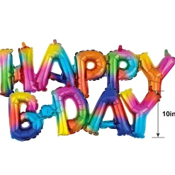 Air-Filled Happy B-Day Letter Balloon Banners, 2pc, Assorted Colors
