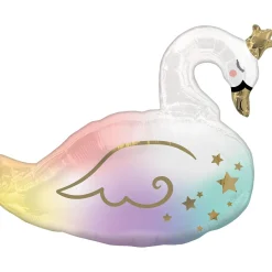 Air-Filled Multicolor Swan Foil Balloon, 18in x 19in