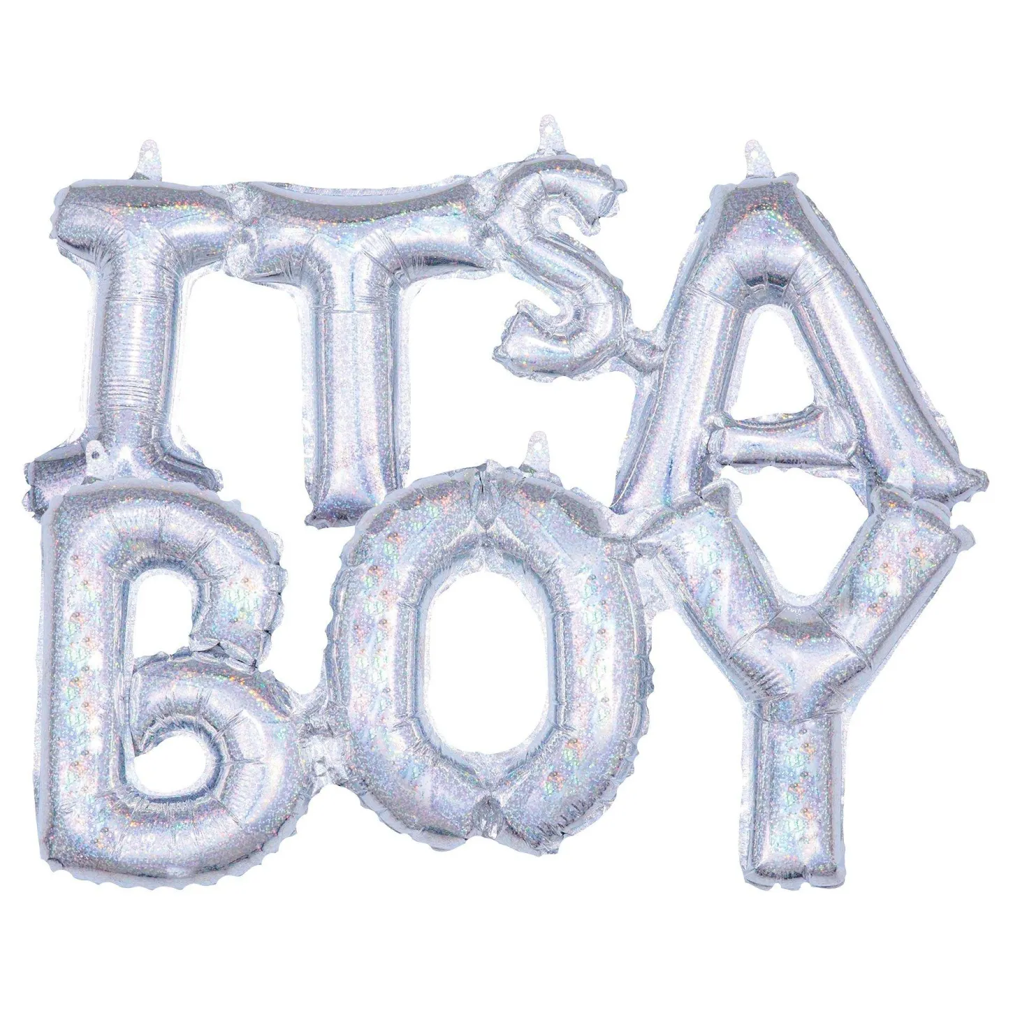 Air-Filled Prismatic Silver It's A Boy Letter Balloon Banners