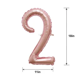 Air-Filled Rose Gold Cursive Number (0-9) Foil Balloon, 10in x 18in