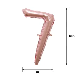 Air-Filled Rose Gold Cursive Number (0-9) Foil Balloon, 10in x 18in