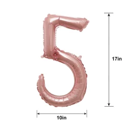 Air-Filled Rose Gold Cursive Number (0-9) Foil Balloon, 10in x 18in
