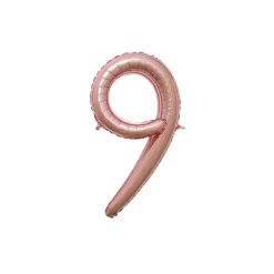 Air-Filled Rose Gold Cursive Number (0-9) Foil Balloon, 10in x 18in