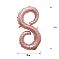 Air-Filled Rose Gold Cursive Number (0-9) Foil Balloon, 10in x 18in