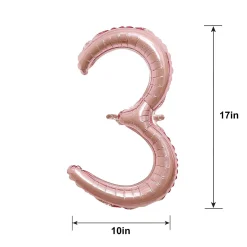 Air-Filled Rose Gold Cursive Number (0-9) Foil Balloon, 10in x 18in