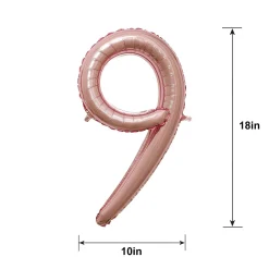 Air-Filled Rose Gold Cursive Number (0-9) Foil Balloon, 10in x 18in
