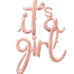 Air-Filled Rose Gold It's A Girl Cursive Letter Balloon Banners
