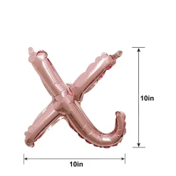 Air-Filled Rose Gold Lowercase Cursive Letter (A-Z) Foil Balloon, 10in x 8in