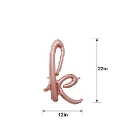 Air-Filled Rose Gold Lowercase Cursive Letter (A-Z) Foil Balloon, 10in x 8in