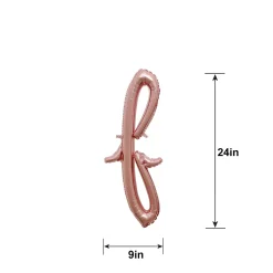 Air-Filled Rose Gold Lowercase Cursive Letter (A-Z) Foil Balloon, 10in x 8in