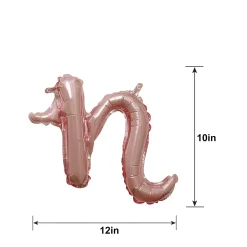 Air-Filled Rose Gold Lowercase Cursive Letter (A-Z) Foil Balloon, 10in x 8in